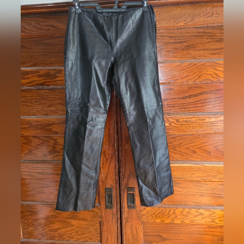 Vintage Black Leather Bootcut Pants